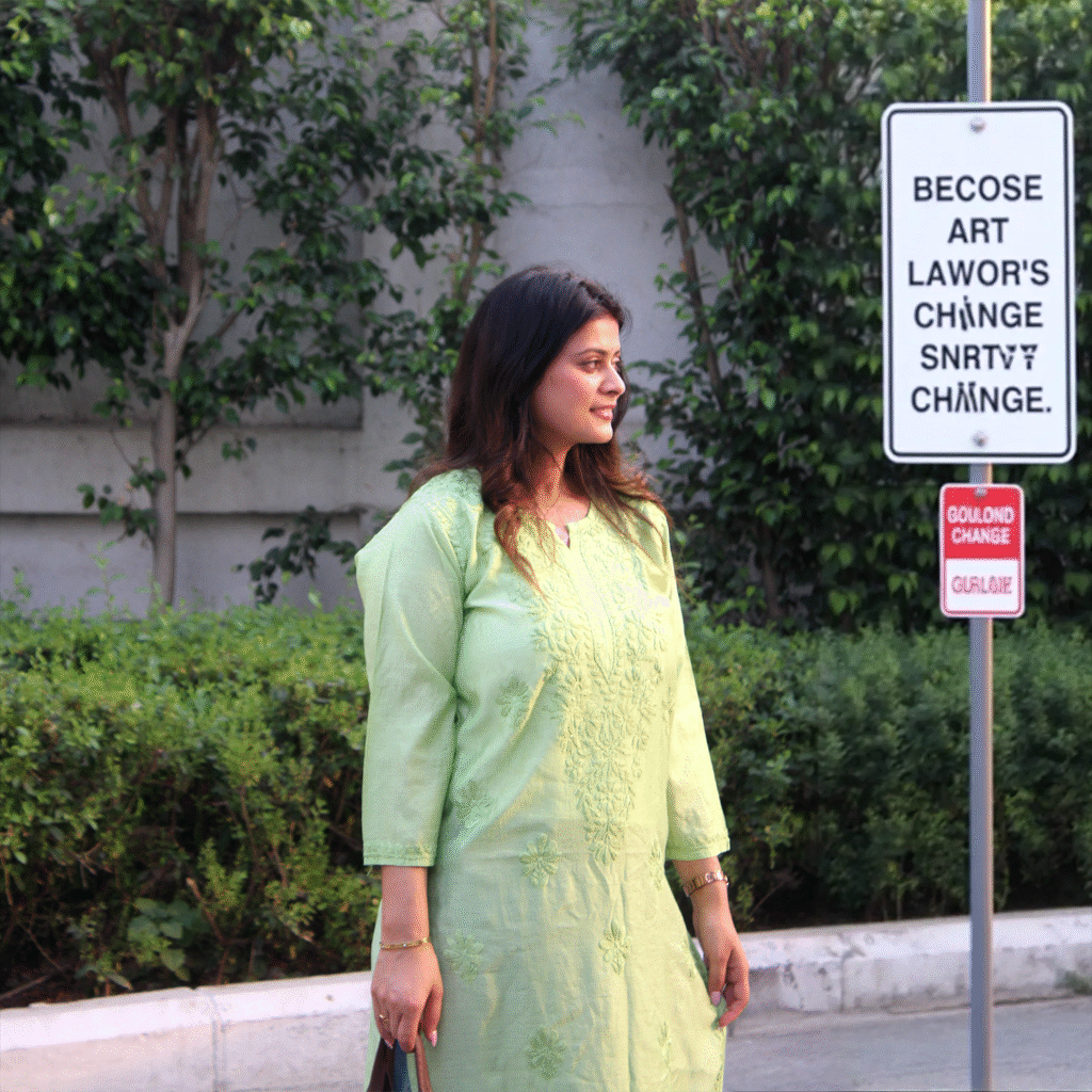 Naira Lime Green Embroidered Kurti