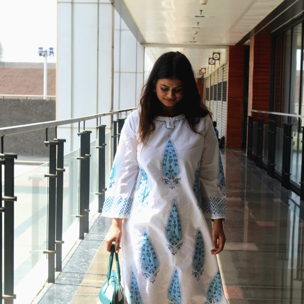 Serene Elegance White Cotton Suit Set