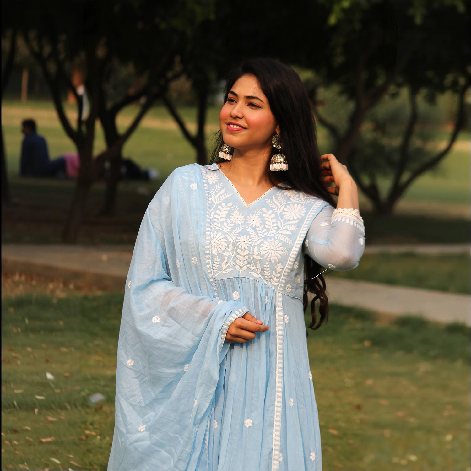 Sky Bloom Embroidered Kurta Set