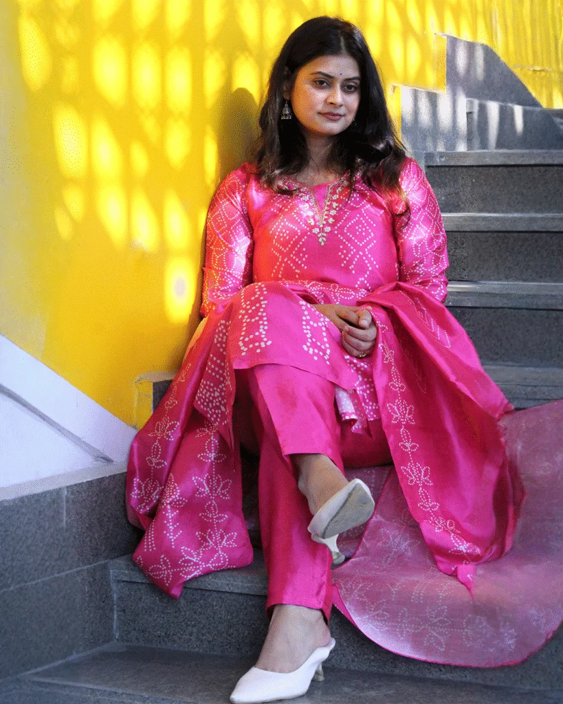 Radiant Bandhani Silk Suit Set