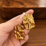 Gold Textured Statement Stud Earrings for Women