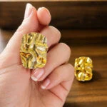 Gold Textured Statement Stud Earrings for Women