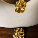 Gold Textured Statement Stud Earrings for Women