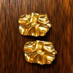 Gold Textured Statement Stud Earrings for Women
