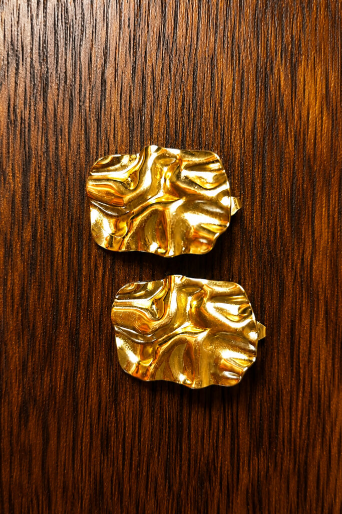 Gold Textured Statement Stud Earrings for Women