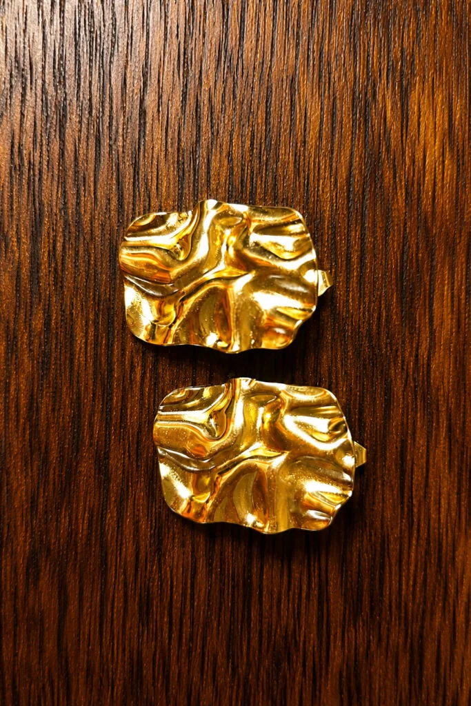 Gold Textured Statement Stud Earrings for Women
