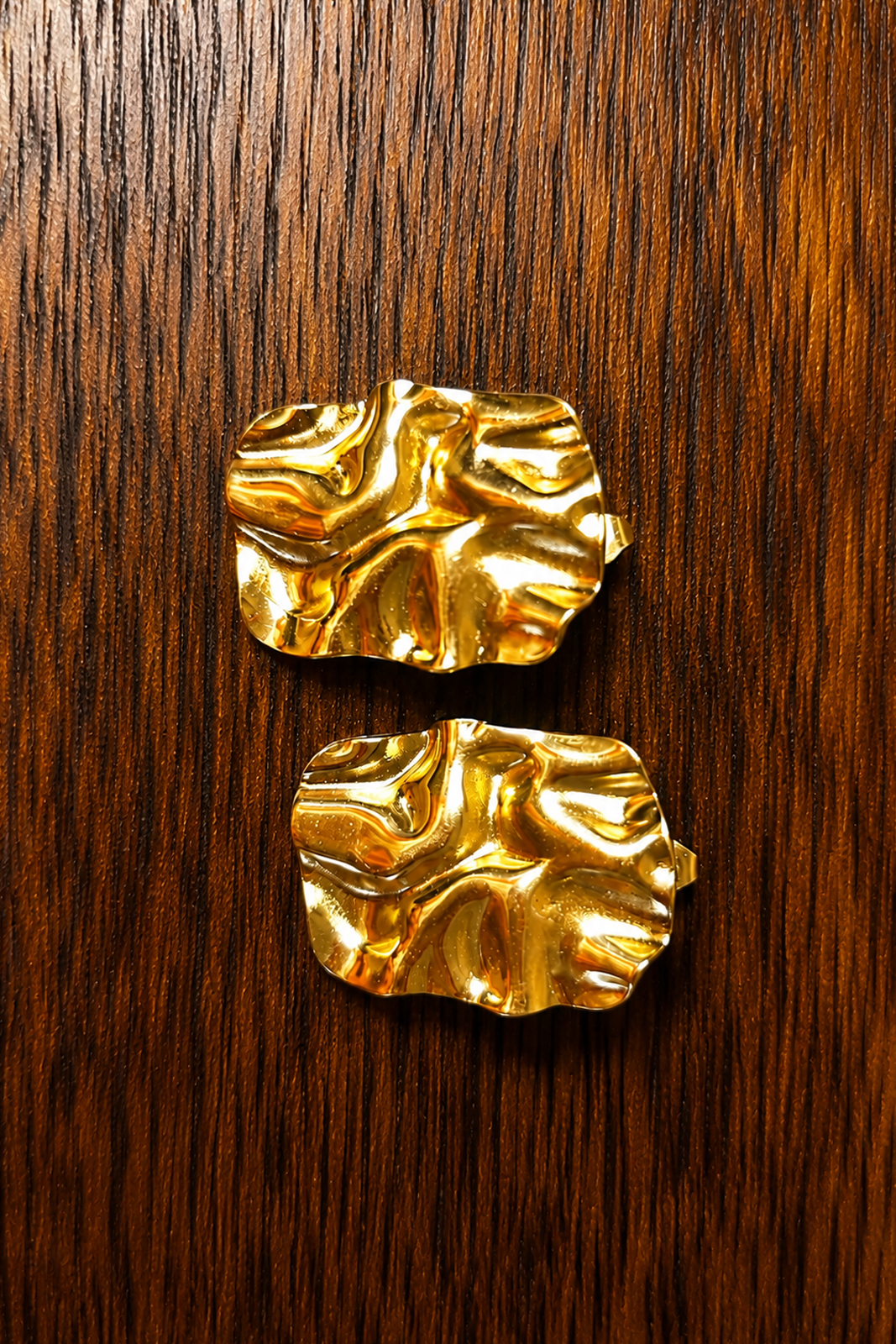 Gold Textured Statement Stud Earrings for Women