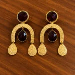 Ruby Red Stone Gold Statement Earrings
