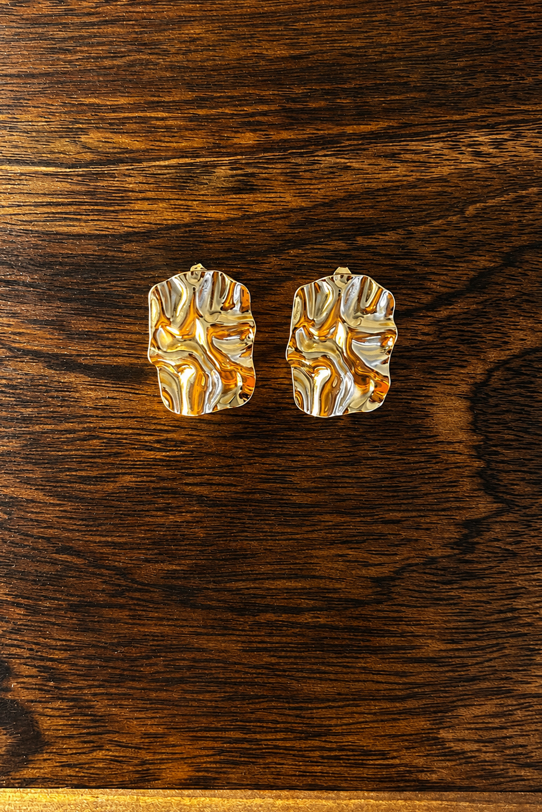 Gold Textured Statement Stud Earrings for Women