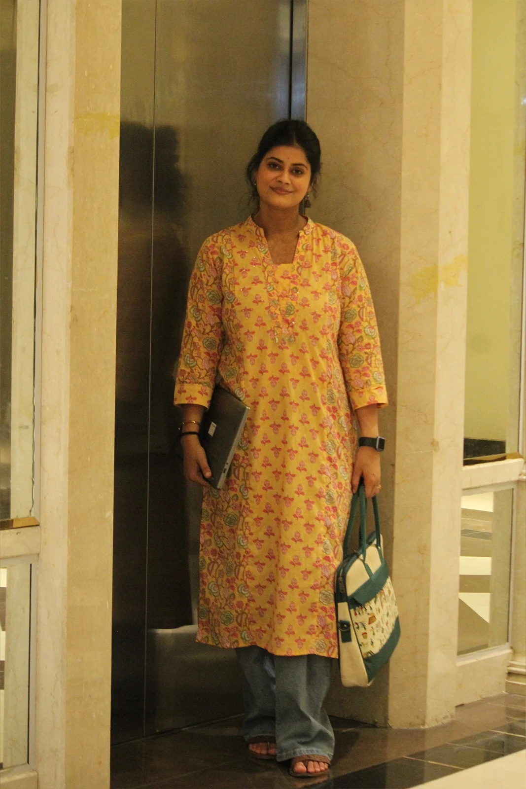 Women's Floral Printed Kurti Lifestyle Image