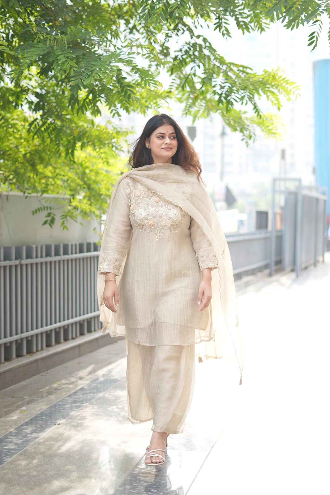 Ivory Blossom Tissue Silk Suit Set