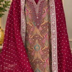 Royal Benaras Jacquard Embroidered Suit Set with Dupatta
