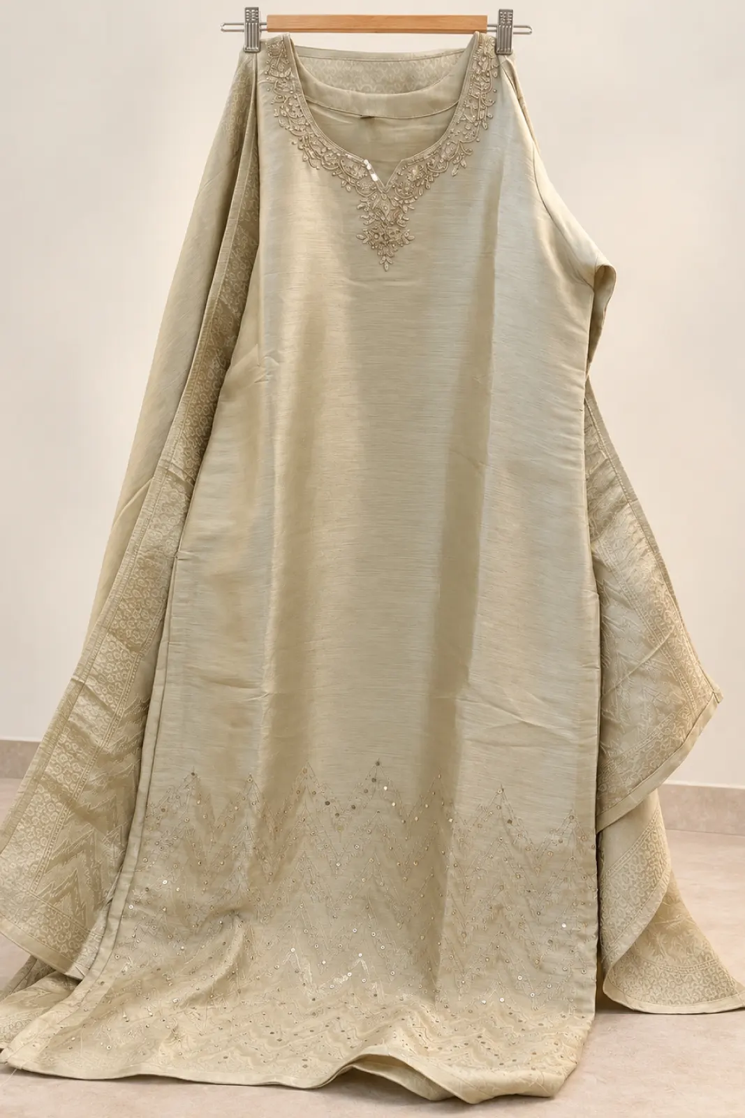 Premium Jacquard Silk Embroidered Suit Set with Dupatta